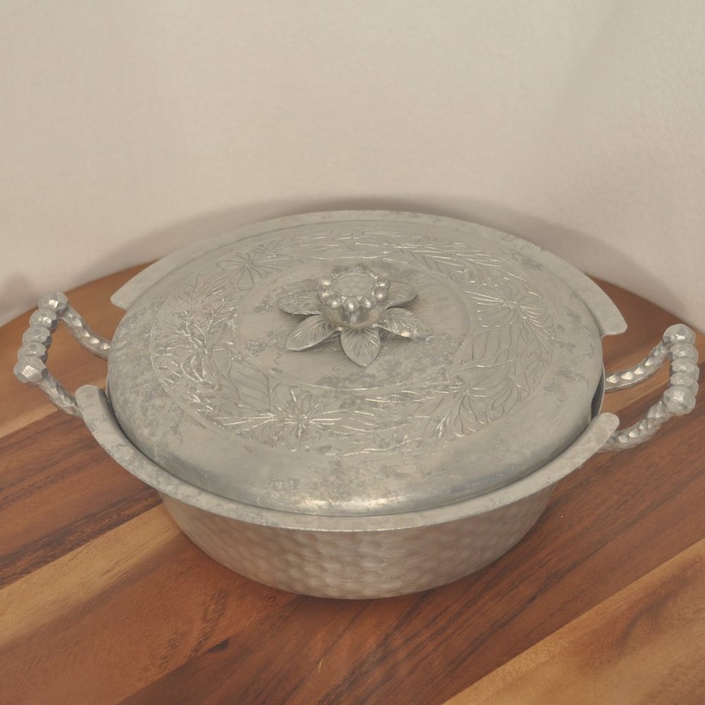 Hand Forged Everlast Metal Hammered Aluminum Covered Casserole Dish.